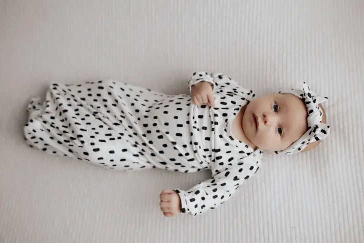 Dalmatian Dot Knotted Gown & Bow